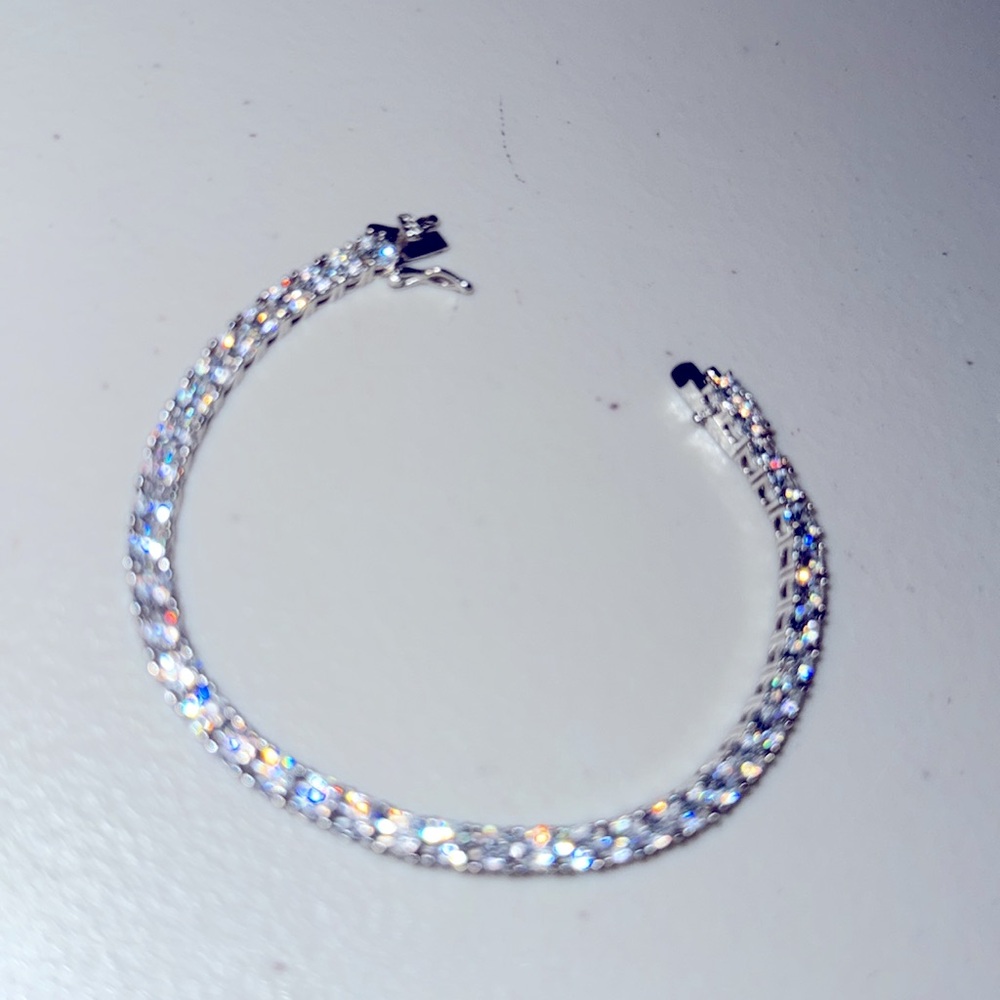 New Swarovski big stones 925 Elegant Silver Tennis Bracelet! - Picture 3 of 5